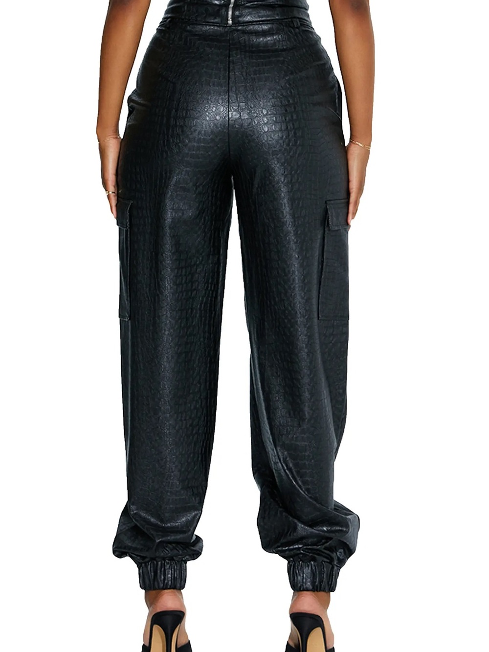 Naked Wardrobe- The Crocodile Faux Leather Joggers - Picture 6 of 10